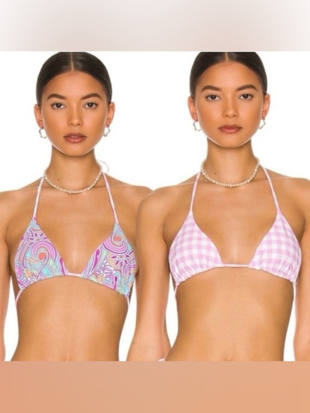 VDM the Label Reversible Blair Bikini Top in Kaleidoscope Swirl & Bubble Gum NWT